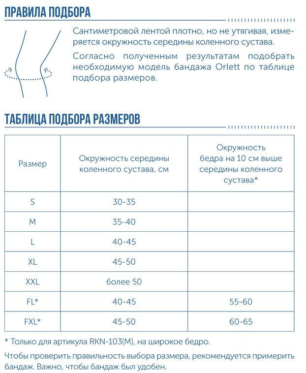 Ортез на коленный сустав RKN-103(M) Orlett, умеренная фиксация купить в OrtoMir24